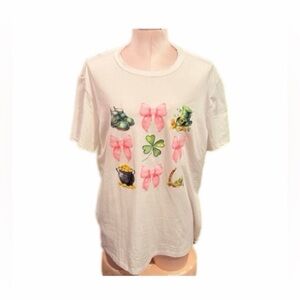 St. Patrick’s Day Pink Bow Coquette Leprechaun T shirt size XL